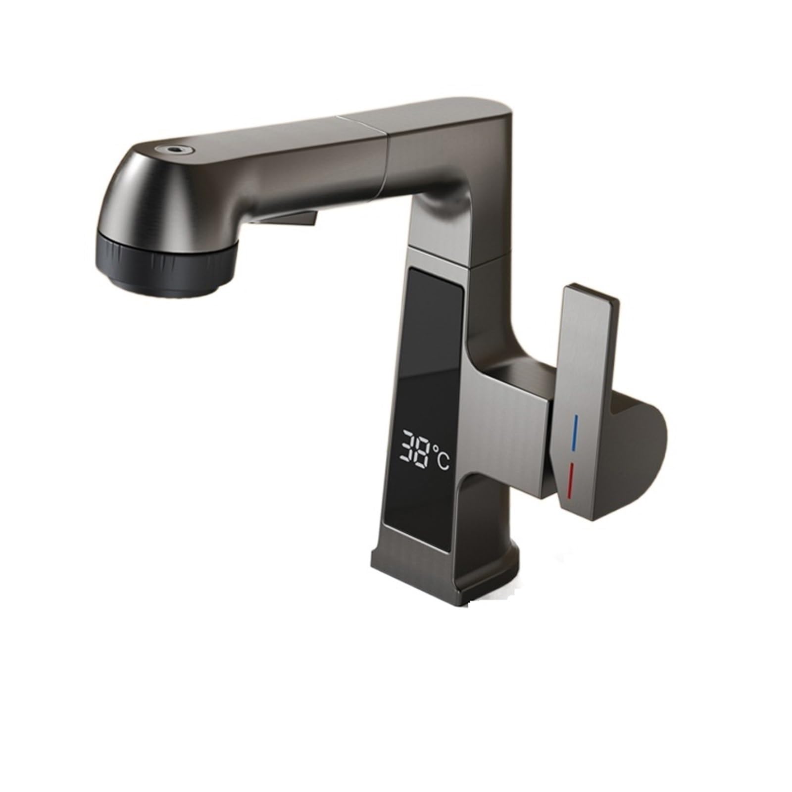ZYCHSJXA with Spray, Faucets Stainless Steel Sink Faucet Swivel able Pull Out Kitchen Mixer FaucetGrey(Drawing)