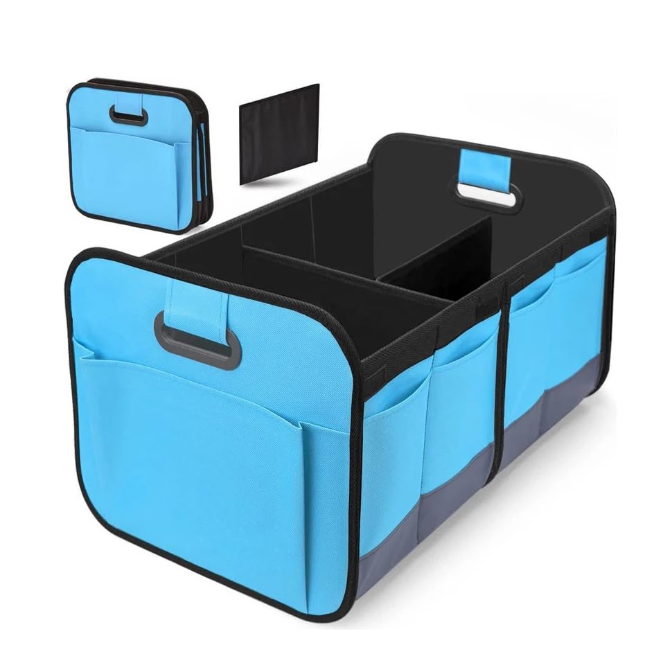 Car Boot Organiser Storage, for Porsche Macan EV 2024-2025 Boot Storage Box, Collapsible Waterproof Durable Multi Compartments Boot Organisers,Blue