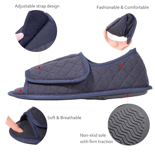 Urbancolor Women Adjustable Indoor Slippers Memory Foam House Shoes Open Toe Diabetic Slipper Arthritis Edema Extra Wide Shoes2