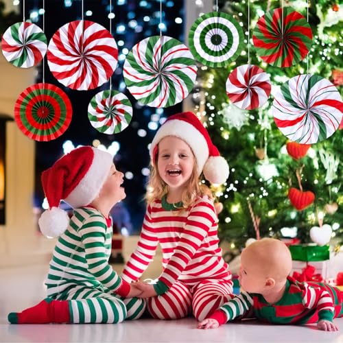 Image of Outus 27 Pcs Peppermint Paper Fans Christmas Decor Fresh