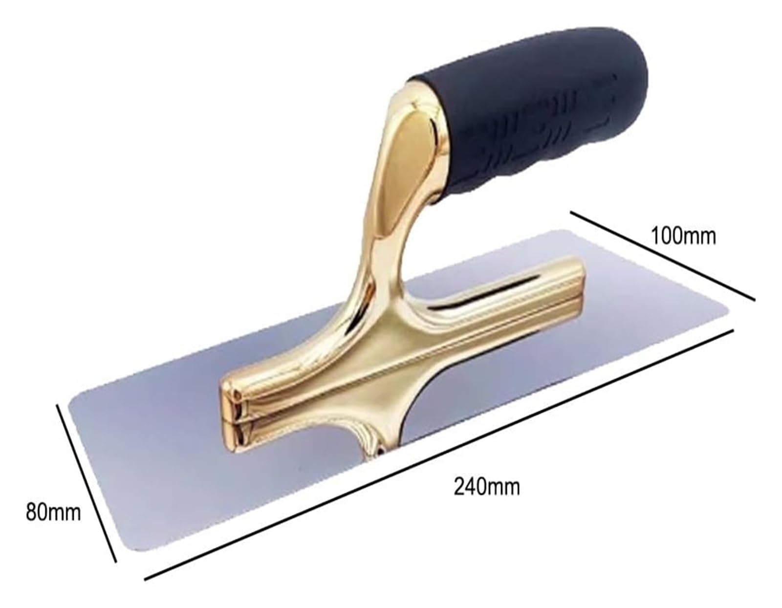 Kielnia cementowa， Wykończenie narzędzia z uchwytem 9"X4" do cementu, pozłacana/posrebrzana stal nierdzewna, lekki stop montażowy, miękka guma(Gold,B)