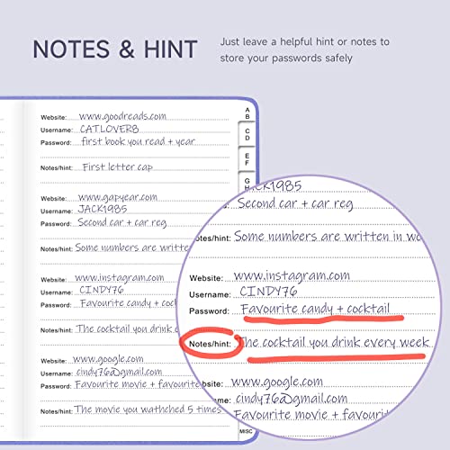 Tuparu TP-0011U Password Book With Alphabetical Tabs – Hardcover Internet Address & Password Organizer thumb #4