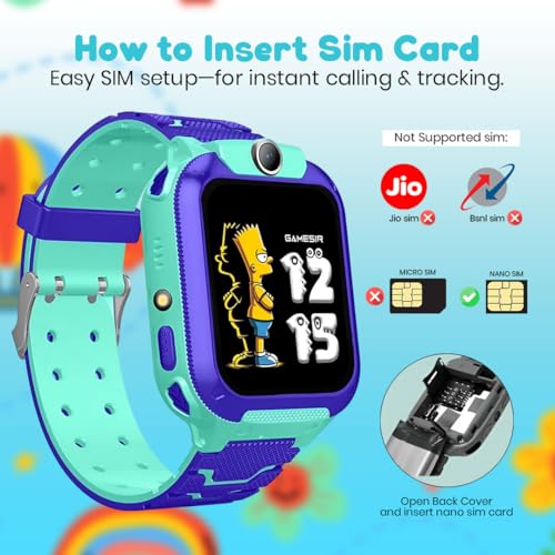Image of GameSir Q18 Kids Smart Watch, 2G /3G Connectivity, Voice Calling, GPS Tracker, Two-Way Calling, SOS Function, Camera & Water Rasistence, Smartwatch for Kids - Boys & Girls - (Blue)