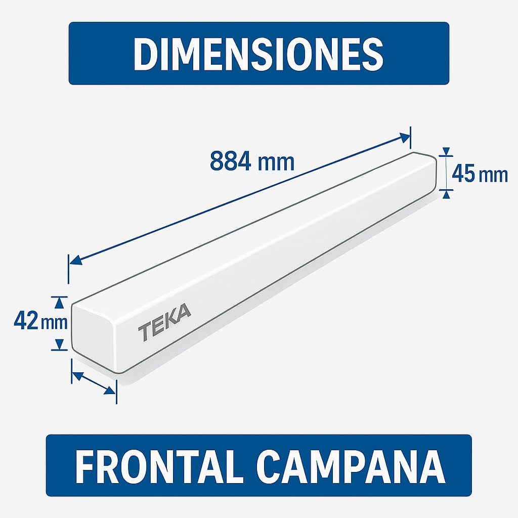 RECAMBIOS DREYMA Frontal Campana Extractora Compatible con Teka CNL 2000 CNL 1000 Blanco 45x600 mm Repuesto Original Sustitución Directa Ref. 61801188 Ajuste Milimétrico Pieza Técnica