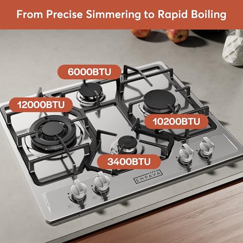 Empava 24GC4B67A 24 Inch Gas Stove Cooktop 4 Italy Sabaf Sealed Burners Ng/Lpg Convertible Stainless Steel Cooker thumb #2