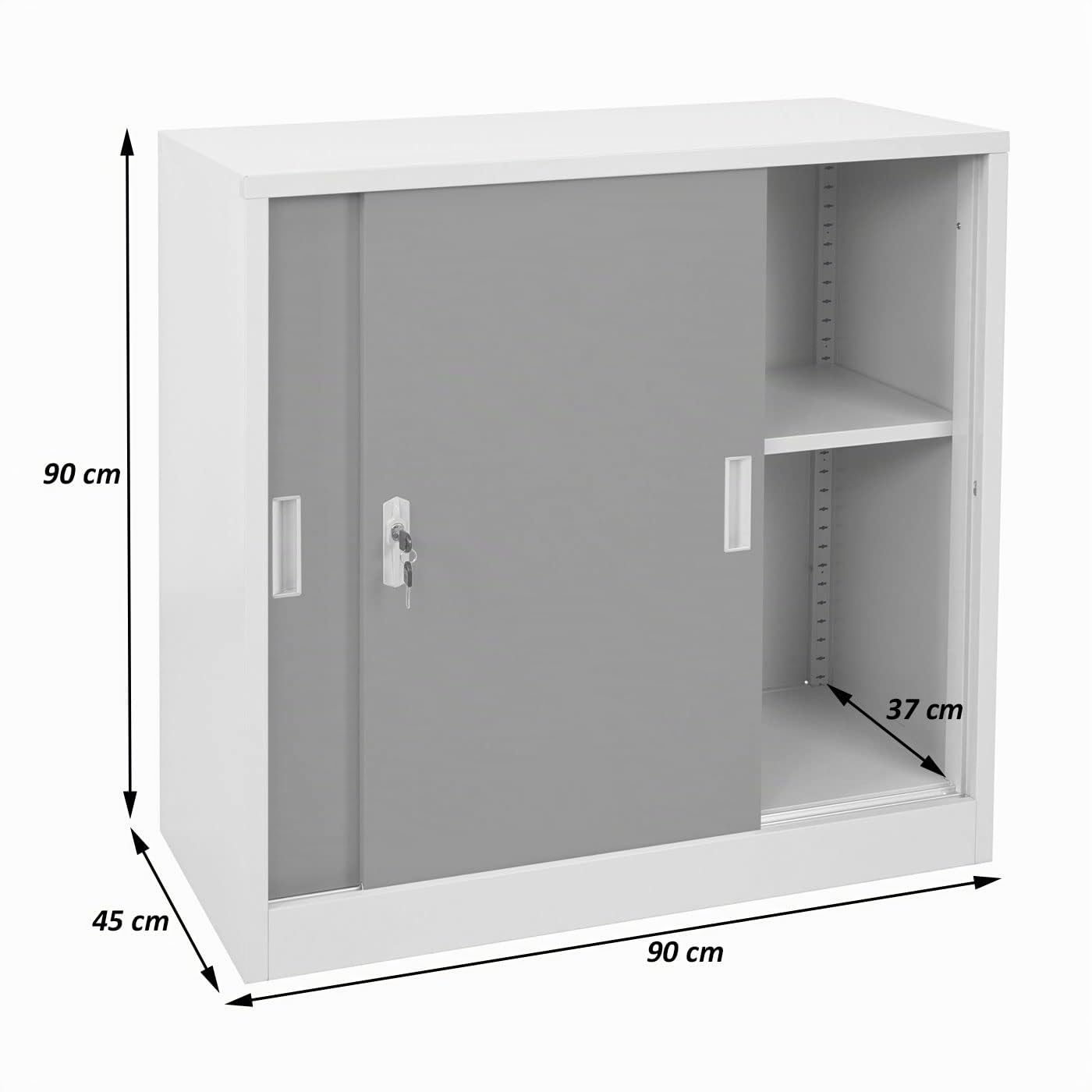 Mendler Arredo Ufficio archivio classificatore HWC-F41 Acciaio Ante scorrevoli 45x90x90cm - Antracite