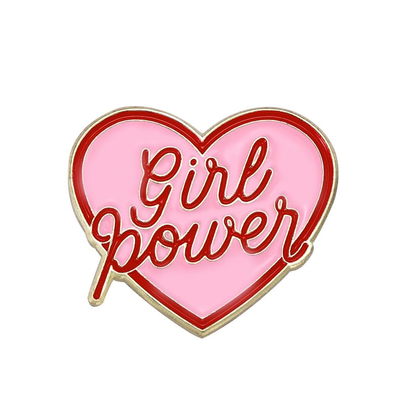Image of Give Power Pink Enamel Pin Pink Heart Shaped Metal Badge Brooch For Backpacks And Coat Accessories