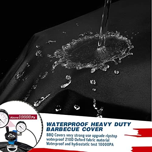 BBQ Covers, Waterproof Heavy Duty Barbecue Cover, Gas Grill BBQ Covers, Windproof, Rip-Proof, outback bbq cove fits Weber BBQ, Brinkmann, Char Broil, Outback (145 L x 61 W x 112 H cm,210D,Black)