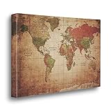 Giallobus - Obraz - Mapa świata starożytnego - Płótno krosna premium o wysokiej grubości - 50L x 35l cm - Gotowe do powieszenia - Nowoczesne obrazy do domu