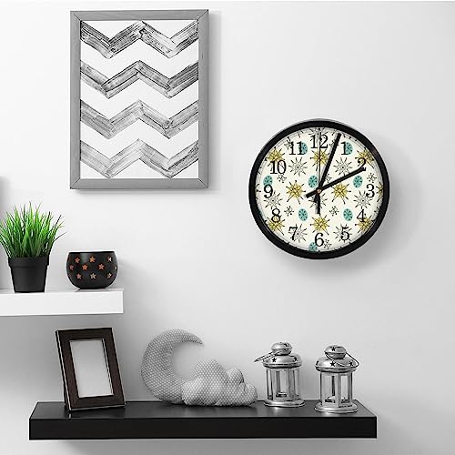 Horloge murale silencieuse à quartz ronde vintage des années 1950