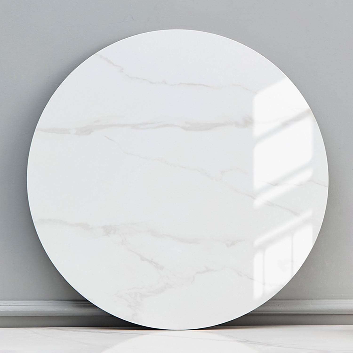 Plateau Tournant Lazy Susan, Plateau Rotatif en Ardoise Rond, avec Roulement Silencieux, Rotation Silencieuse et Fluide, Pas Facile à Vider(White,60cm/24)