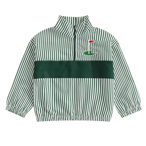 TheFound Toddler Boy Coat Casual Golf Striped Half Zipper Long Sleeve Pullover Tops Boys Outerwear Jackets 2T 3T 4T 5T