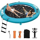 UTOBSPORT Inflatable Water Hammock Floating Dock 8x8 FT Water Floating Island Raft for Lake Boat Pool Ocean | Adults Kids Dogs, with W/Cupholder & Pump(Lake Blue/Blue)