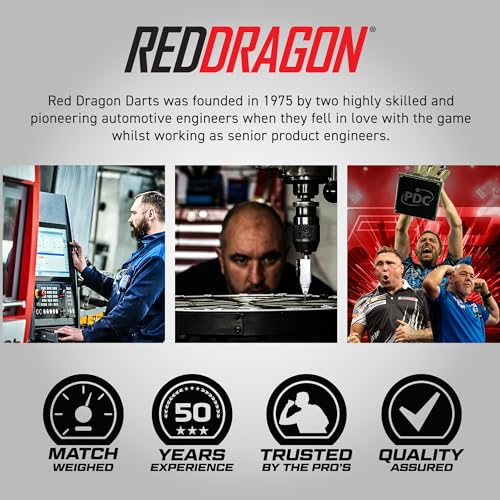 RED DRAGON Rebel 24g - Tungsten Darts Set with Flights and Stems - 6