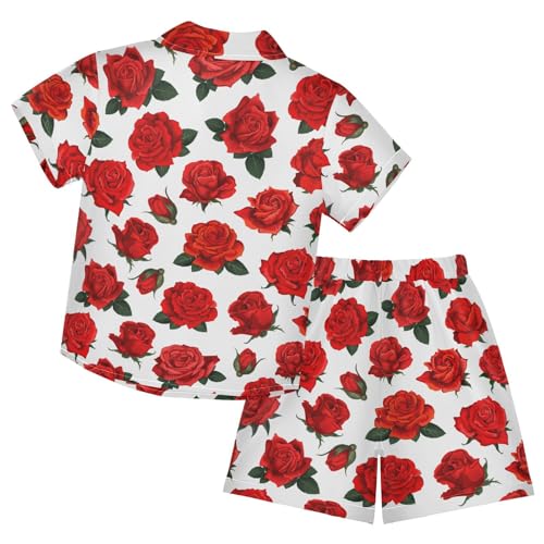 Image of CaTaKu Boys Hawaiian Button-Down Shirts and Short Sets, Boys Summer Outfits 2 Piece Clothes Set Size 3-10T