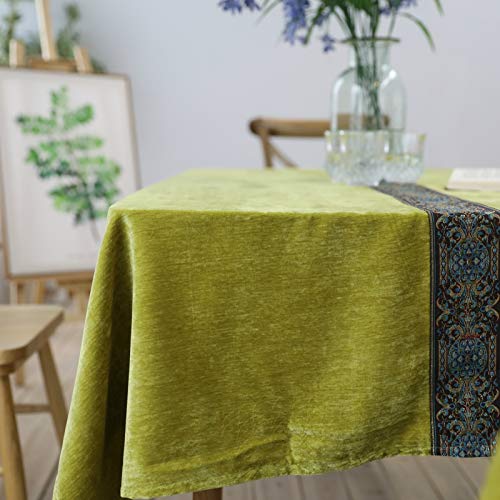 Nappe rectangulaire broderie classique vert bleu 90x130 pour table de cuisine - 6