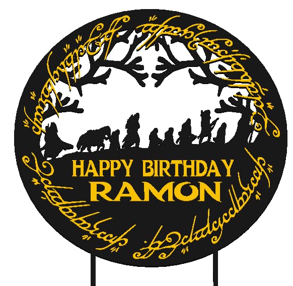 Fantasy elven Happy Birthday Cake Topper, 18cm Tall, Personalised, Biodegradable PLA
