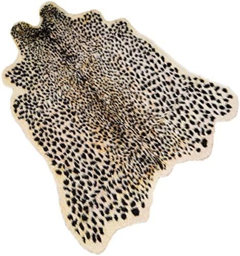Leopard Print Rug,Faux Cowhide,Artificial Carpet,Simulation Cowhide, Leopard, Tiger, Zebra, Cow Hide Mat Animal Print Area Rug Hide Faux Carpet (A) / 40x37inch,3.3x3.1ft - Image 3