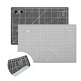 TCAIRG Self Healing Cutting Mat 18 inchx12 inch Non-Slip PVC Double Sided 5-Ply A3 Art Craft Rotating Mat,Sewing Crafts Hobby Fabric Precision Scrapbooking Project -Black/Grey