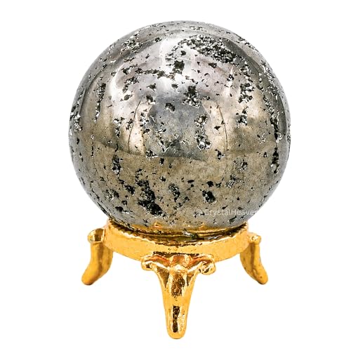 Image of Certified Raw Pyrite Crystal Ball for Meditation - Premium Crystal Vastu Items for Home and Feng Shui Items for Good Luck - Ideal for Pooja Supplies and Spiritual Practices (2 inch Inch)