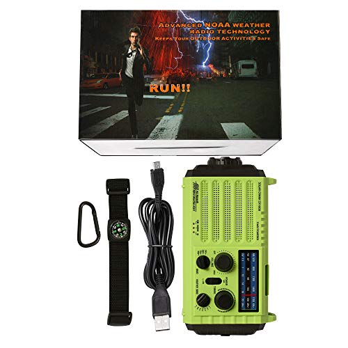 Emergency Radio Hand Crank Solar, Am/Fm/Sw Noaa Weather Radio, Portable Battery Operated Radio With Cell Phone Charger, 3W Led Flashlight & Reading Lamp, Sos For Home,Storm,Camping,Survival #TOP7