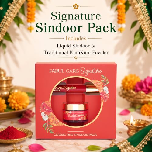 Image of Parul Garg Beauty Teej Shringar Pack | Festive Makeup Gift Set with Juliet Rose Silk Matte Liquid Lipstick, Kajal, Signature Sindoor, Utsav Bindi Patta | Potli Colour May Vary
