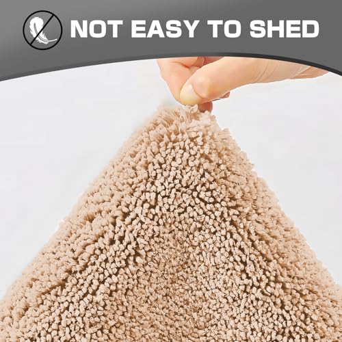 WYEWYE Tapis de bain et contour WC en microfibre, 2 cm super épais, super absorbant, 50 x 50 cm, en forme de U, Camel – vue 7