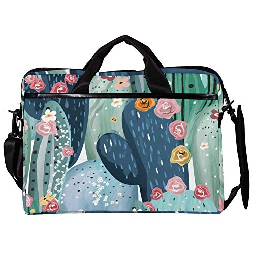 Bolso bandolera para portátil de 14 a 15,4 pulgadas con diseño de cactus pastel