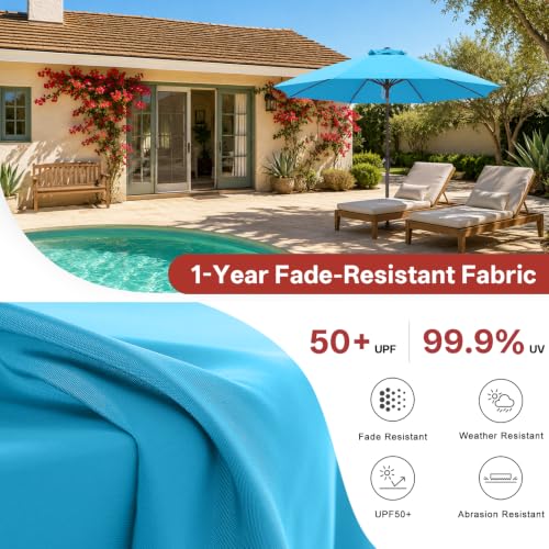 Image of ABCCANOPY 11FT Patio Umbrella Outdoor 8 Ribs Table Umbrella(Turquoise) | Fade & UV Resistant Fabric,8 Fiberglass Ribs,Smooth Crank System,Wind Resistance,Great for Patio,Backyard,Garden,Deck
