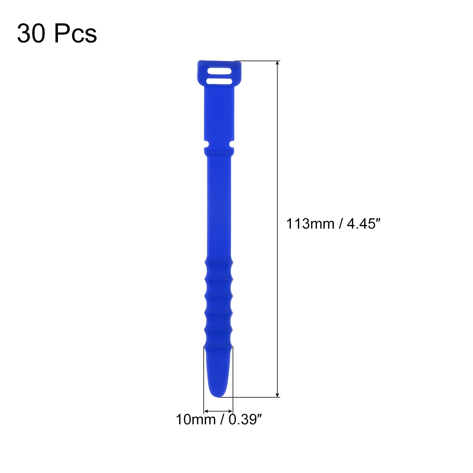 uxcell 30Pcs Silicone Cable Ties 4.5 Inch Reusable Wire Ties Elastic Cable Cord Organizer Straps for Cords Wire USB Charge Management Food Storage, Dark Blue