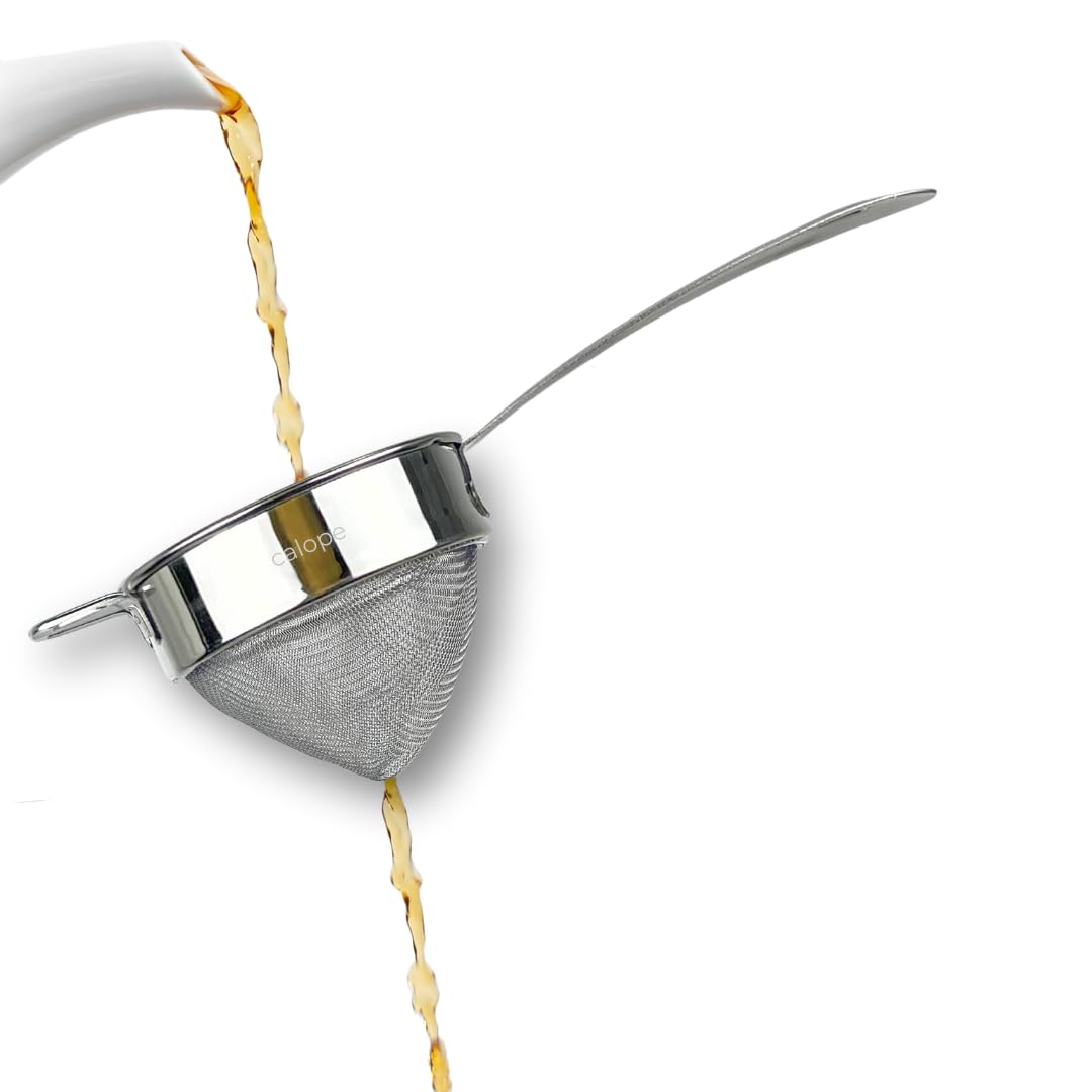 Calope Food Grade Stainless Steel Tea Strainer/Chai Chhalni/Coffee Sieve/Tea Filter/Juice and Oil Channi with SS Double MESH- Cone Shaped (Pipe Hnadle (Cylinder), 9 cm (Large)) (B0CCJRQ6R1) Amazon Price History, Amazon Price Tracker