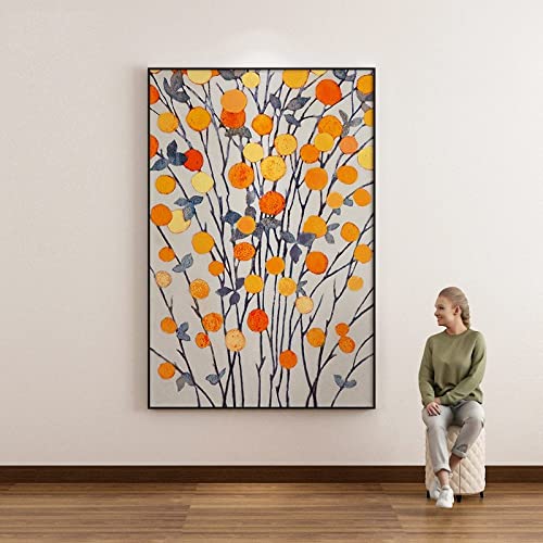 Tableau arbre de vie peint à la main, grande toile abstraite colorée haut de gamme pour villa