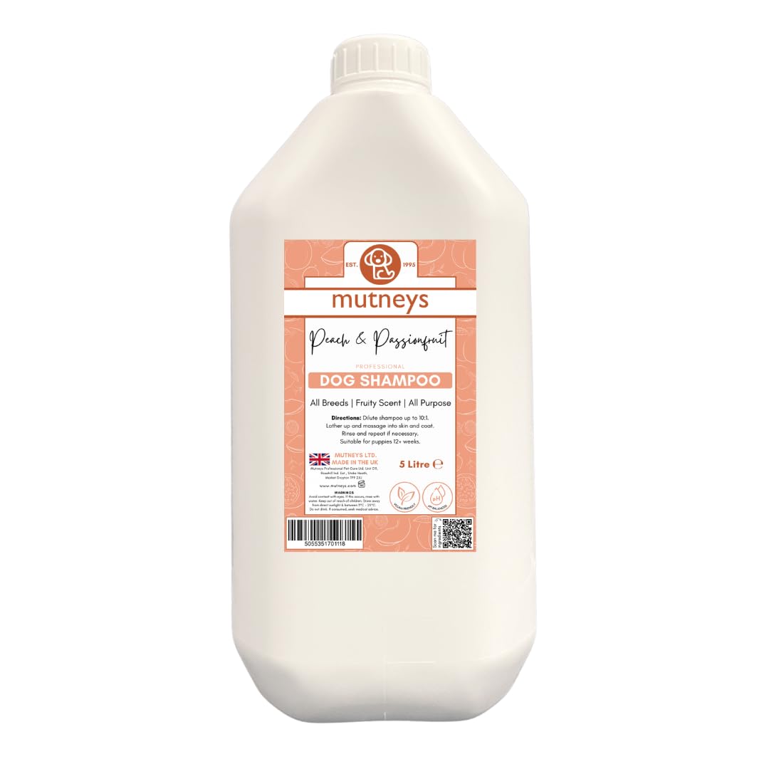 Mutneys Peach & Passionfruit Dog Shampoo | General Purpose | 5Ltr