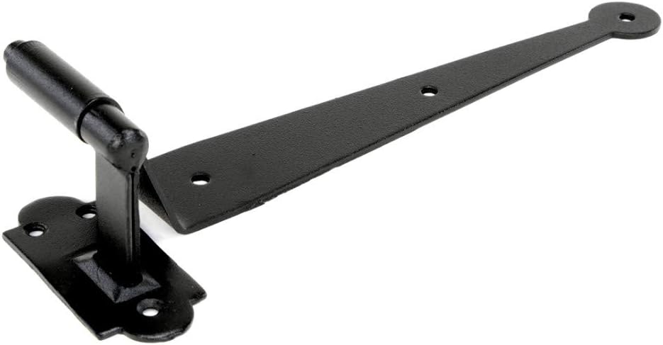 Renovators Supply Manufacturing Black Offset Strap Lift Off Pintle Hinge 11 3/4" Large Cast Iron Offset Pin Hinges for Shutters, Exterior Window, Doors Or Gates Pintle Hinges with Hardware Pack of 10