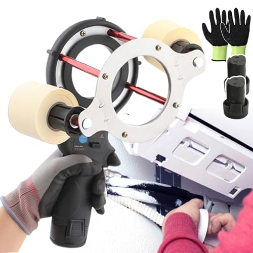 Herramienta de envoltura automática de tuberías para instalación de aire acondicionado, máquina inalámbrica de mano elimina las molestias manuales de cinta, incluye 2 baterías, cintas de envoltura y