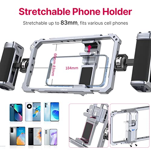 Ulanzi Universal Phone Video Rig With Power Bank Clip And Handle, Aluminum Handheld Stabilizer Smartphone Video Rig Cage For Iphone Samsung For Filmmaking Movie Making Youtube Video Recording #TOP1