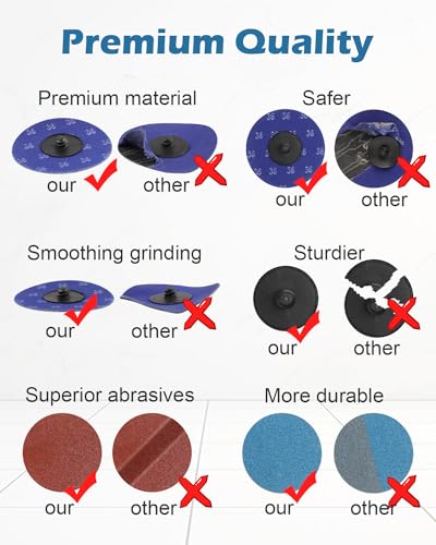 ZORUNNA Quick Change Disc, 30 Pack 3\'\' Sanding Discs with 1/4\" Roll Lock Disc Pad Holder for Die Grinder, 60 Grit Aluminum Oxide Coated Die Grinder Accessories for Surface Grinding, Polishing.