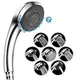 Shower Head, Homecube 7 Spray Water Flow Options Adjustable Handheld Shower, High Pressure Head Set with 59 Inches Flexible Stainless Steel Water Hose and Teflon Tape