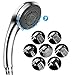 Shower Head, Homecube 7 Spray Water Flow Options Adjustable Handheld Shower, High Pressure Head Set with 59 Inches Flexible Stainless Steel Water Hose and Teflon Tape
