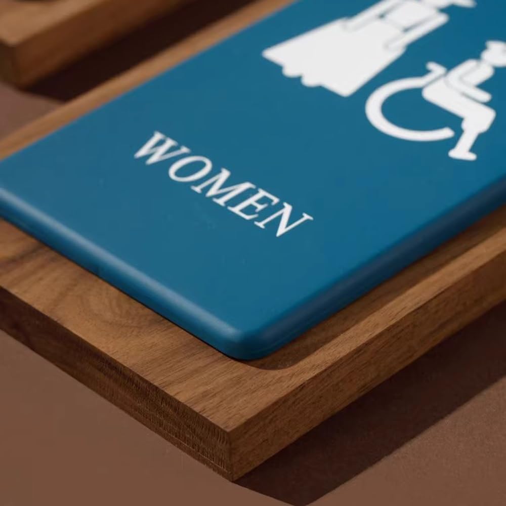 Letreros para baños, letreros para Puertas de baños, letreros para baños comerciales, letreros para baños de Hombres y Mujeres, letreros de Madera para lavabos (para Hombres).