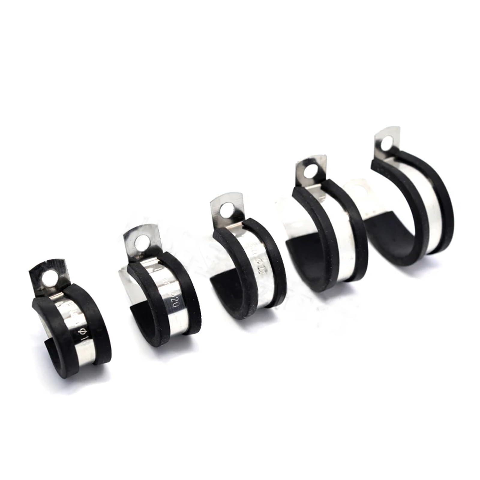 Knbhgujmd One Color P-Clips Metal Wire Cable Conduit Clamps, 304 Stainless Steel Rubber Lined P Clips Cable Mounting Hose Pipe Clamp 6-55Mm 2 Pcs(14Mm 2Pcs)