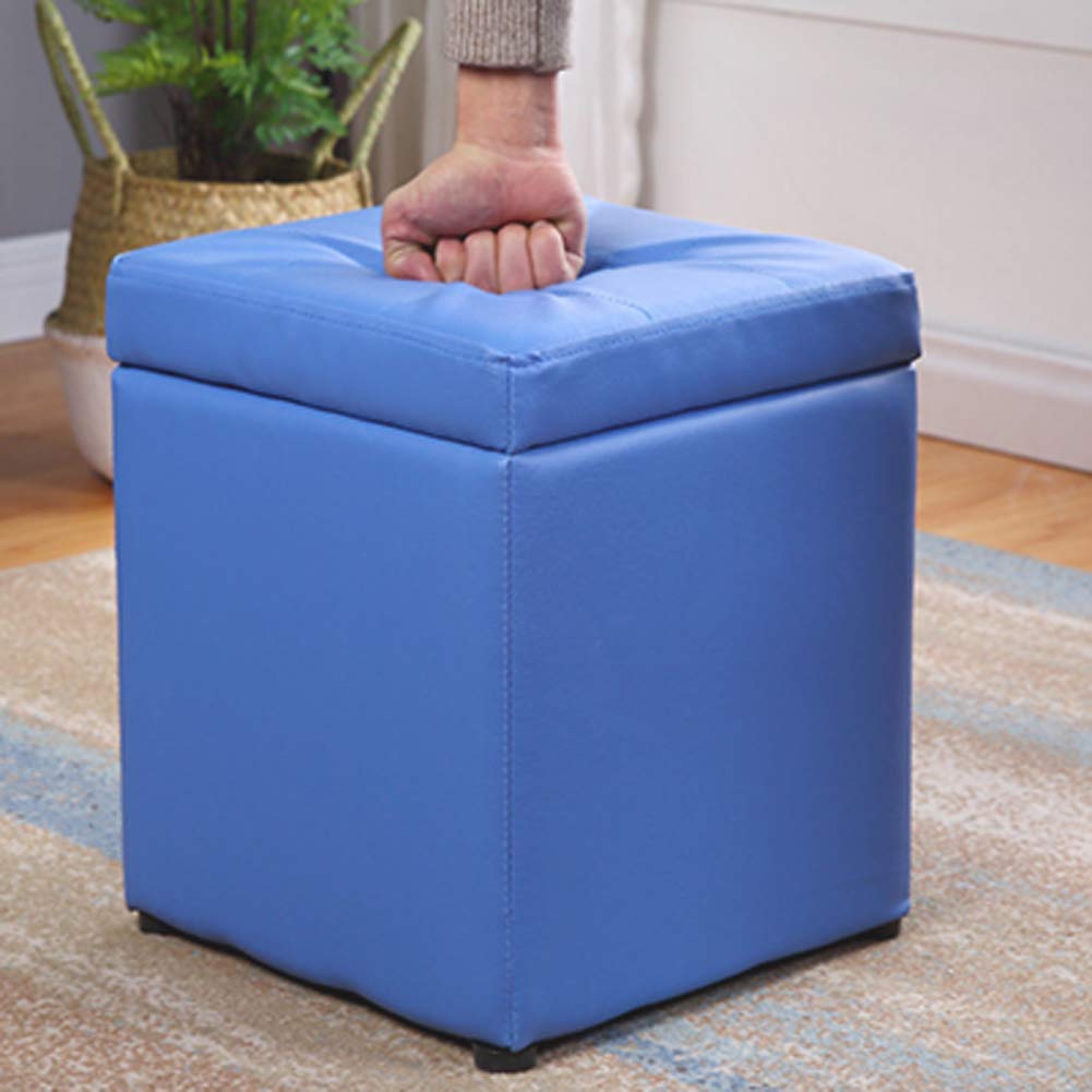 Taburete otomano Cuadrado con Almacenamiento, puf portátil para Sala de Estar y Dormitorio, solución para Espacios pequeños, reposapiés, 30 x 30 x 35 cm, Mueble Elegante