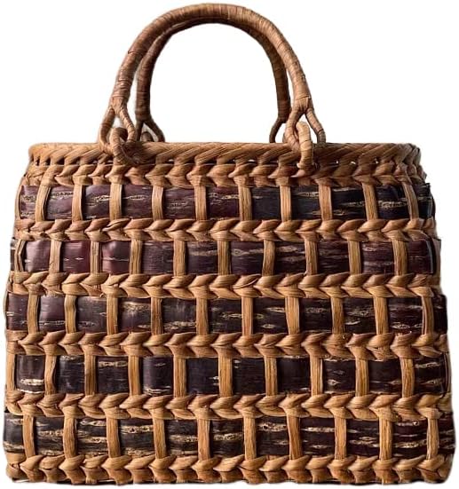 山葡萄籠バッグ 桜皮籠バッグ 手作り 内布あり【二種材料混合編み】 幅