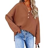Assorti : conçu avec un col polo flatteur à col en V, des manches longues et des boutons détaillés, ce pull dispose d'un ourlet fendu tendance et d'une coupe surdimensionnée décontractée. Se marie parfaitement avec un jean taille haute, des leggings en cuir synthétique ou des mini jupes pour un look décontracté mais élégant. Portez-le sous un manteau ou par-dessus un caraco pour plus de chaleur. Facile à porter ou à enlever avec des bottes ou des baskets.