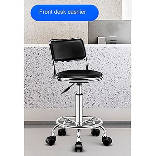 Chaises de bureau et tabouret de dessin réglable à roulettes noir - 6