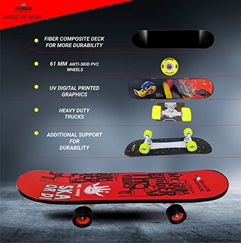 Buy Jaspo Black Duck Fibre Skateboard - 26X6.5 Inch, Fully Assembled for All Ages (Gunshot) - Fiber Online at Low Prices in India - Image 5