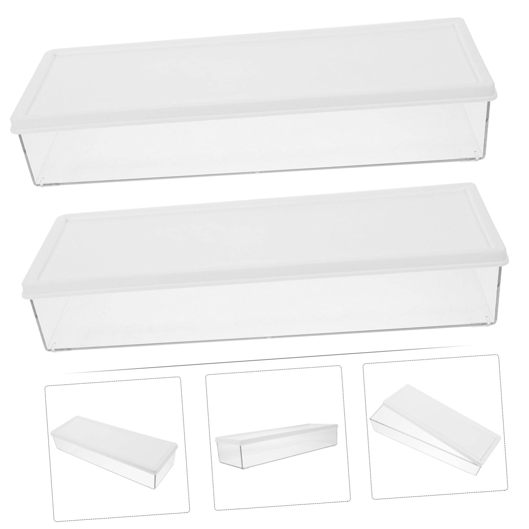 OUNONA Caja de Conservación para Refrigerador de 2 Piezas Diseño Elegante, Material Pe y As, Superficie Lisa para Almacenamiento de Pasta y Frutas en Ambiente Hogareño