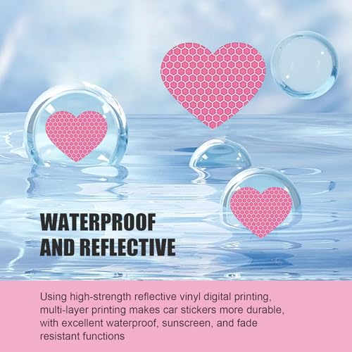 Image of 10 PCS Car PVC Heart Sticker, Reflective Crystal Color Grid Design Tailgate Body Scratch Decorative Car Sticker, Self-Adhesive Accessory, Suitable for Most Cars (Pink)