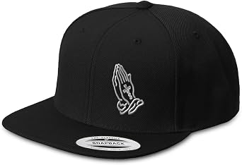Snapback Hat for Men Flat Bill Left Side Panel Hats Christian Hands Praying Faith Jesus Christ Embroidered Flat Bill Hat