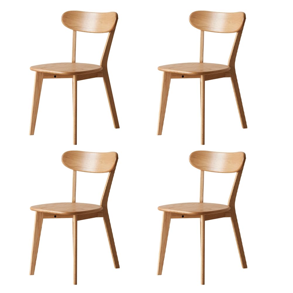 YESWOOD Esszimmerstühle 4er Set Roteiche Massivholz, Holzstühle mit Rückenlehne, Skandinavischer Stühle für Esszimmer, Küche, Wohnzimmer, Natur
